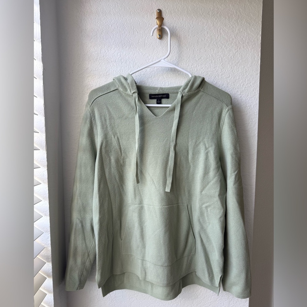 **FINAL PRICE** BANANA REPUBLIC GREEN SWEATER PULLOVER HOODIE SIZE LARGE EUC